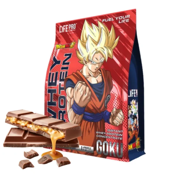 LIFE PRO WHEY DRAGON BALL Super Limited Edition Goku 1.8KG CHOCO CARAMELO